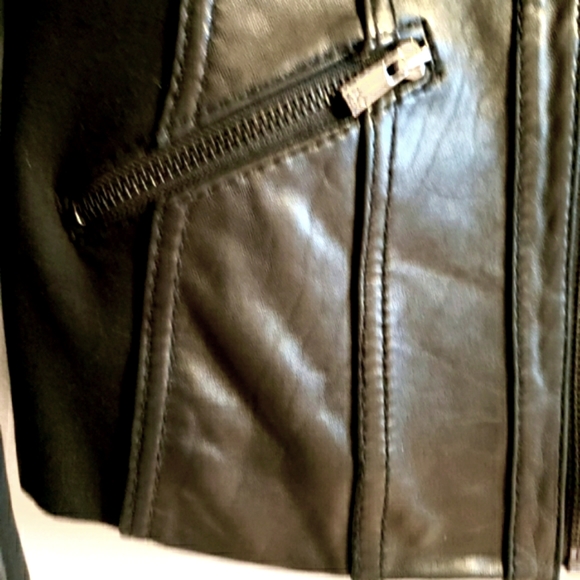 Jones New York Leather Dress Jacket Stretch Material Inside Arm Lined Woman Med - Picture 7 of 15